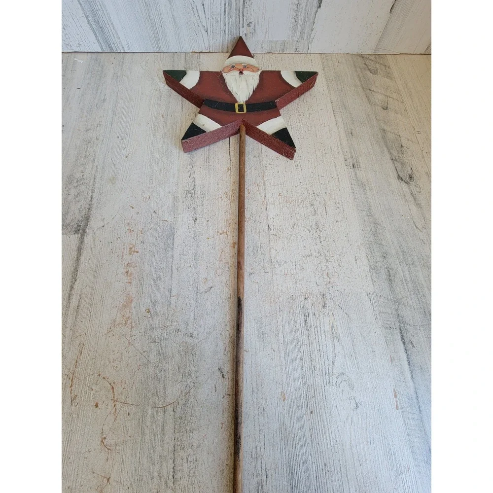 Vintage wooden star Santa Claus lawn decor Xmas unique Kris Kringle home